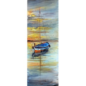 Abdul Hameed, 12 x 36 inch, Acrylic on Canvas, Seascape Painting, AC-ADHD-148